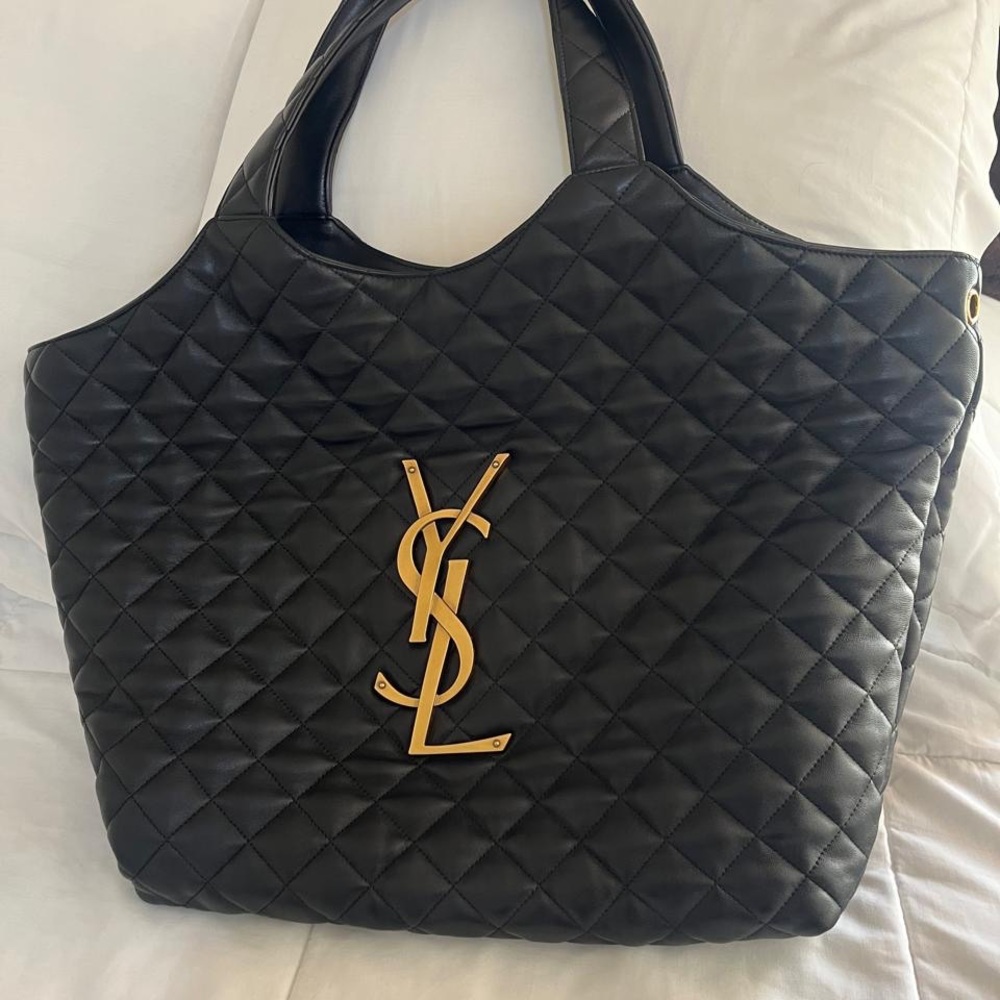 Yves Saint Laurent Black Quilted Tote Bag